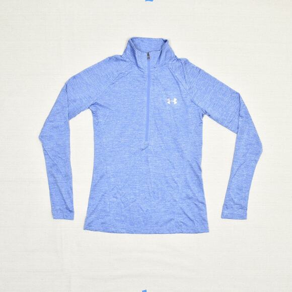 Under Armour Women 1/4 Zip Pullover Sweatshirt Polyester Blue S Loose Heatgear - Picture 2 of 8